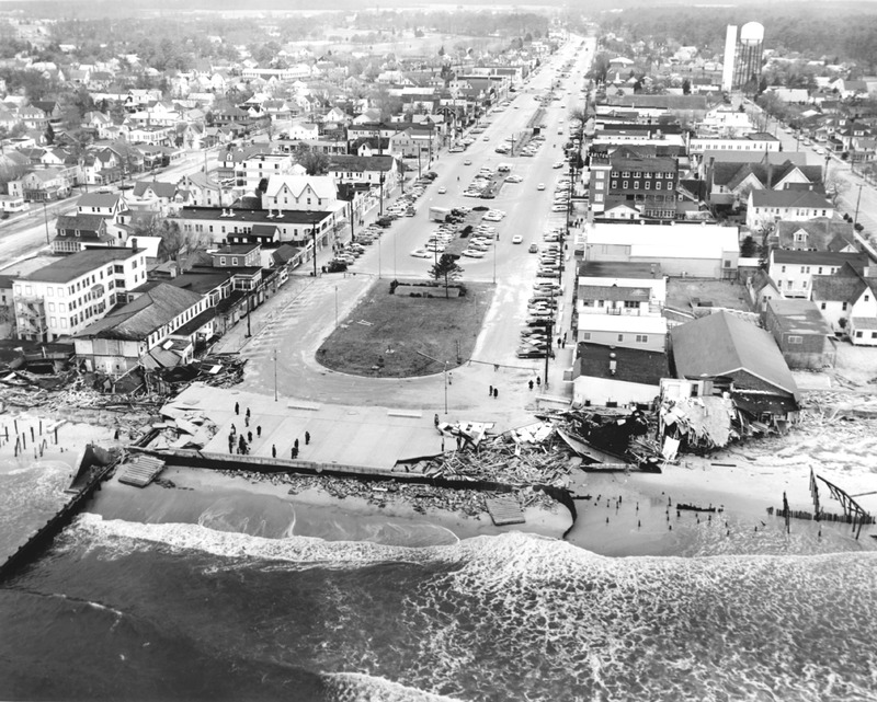 Unrelenting waves pounded the Rehoboth Beach coastline for three days, completely washing away the Boardwalk at the end of Rehoboth Avenue. DELDOT PHOTO